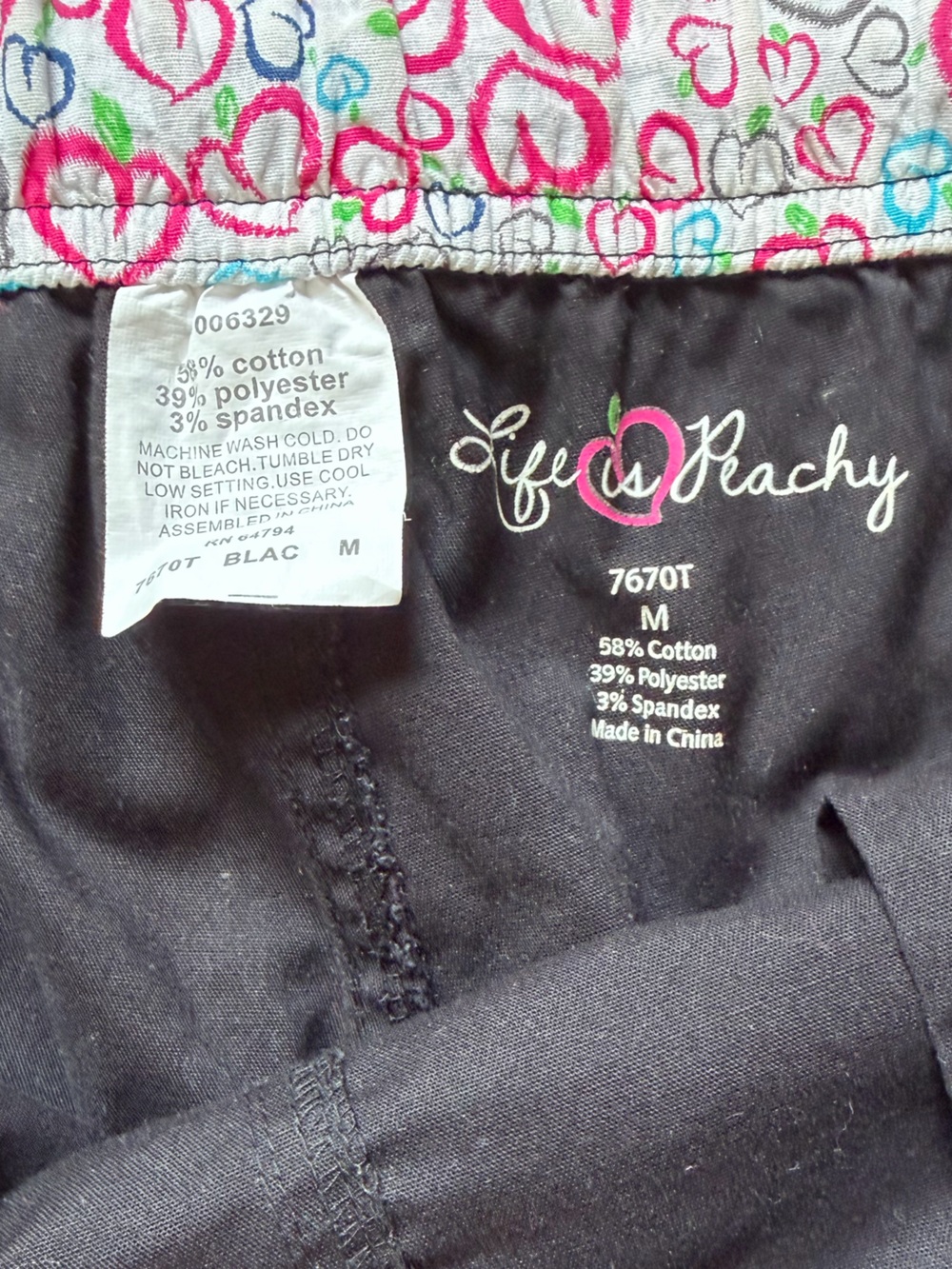 Life is Peachy black medium TALL scrub pants 7670T - Picture 8 of 8